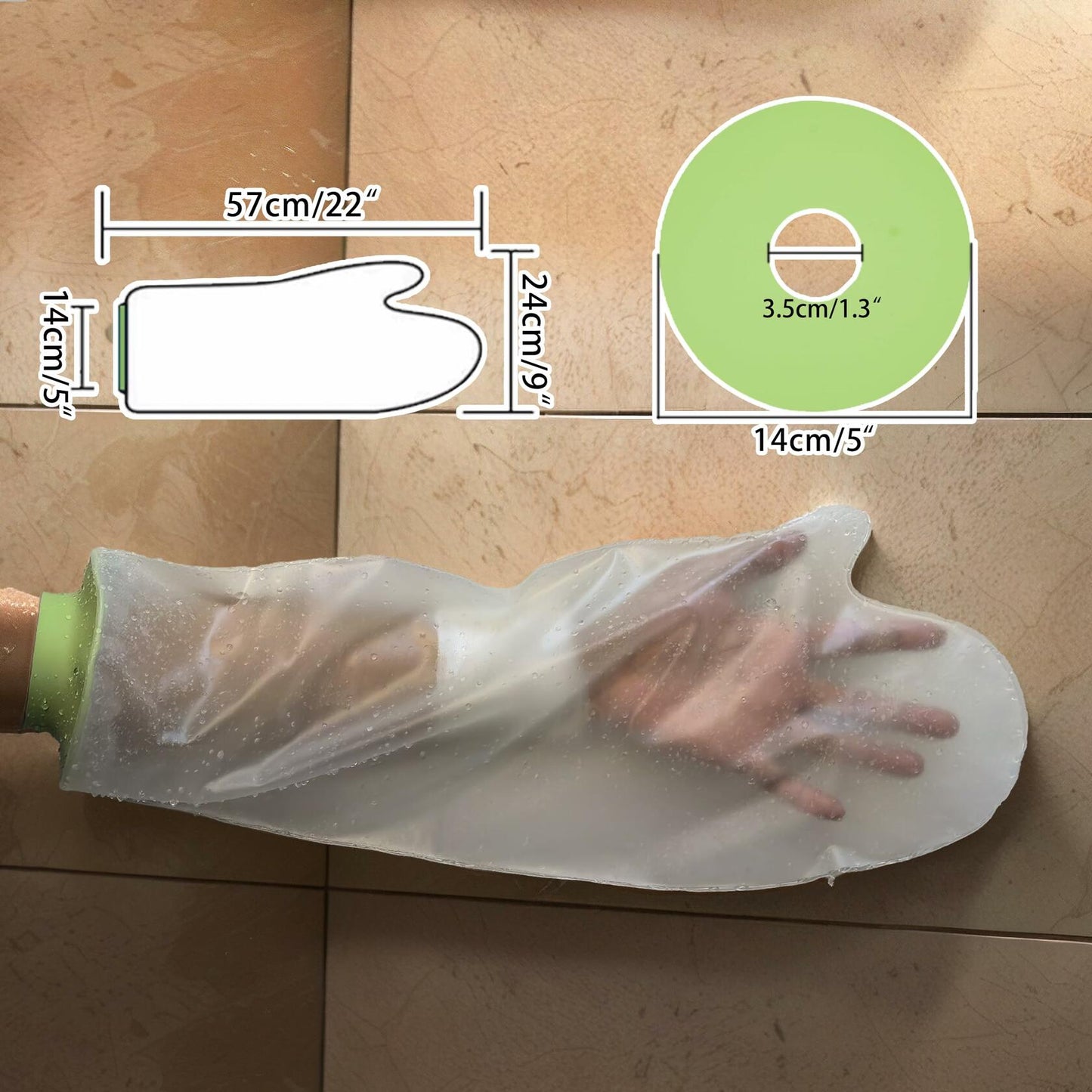 SLDOREAH Waterproof Arm Cast Cover Shower Protector Sleeve Green Size ARM
