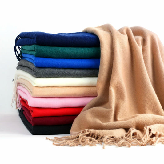 Landisun Winter Pashmina Shawl Scarf for Women Cashmere Green Solid