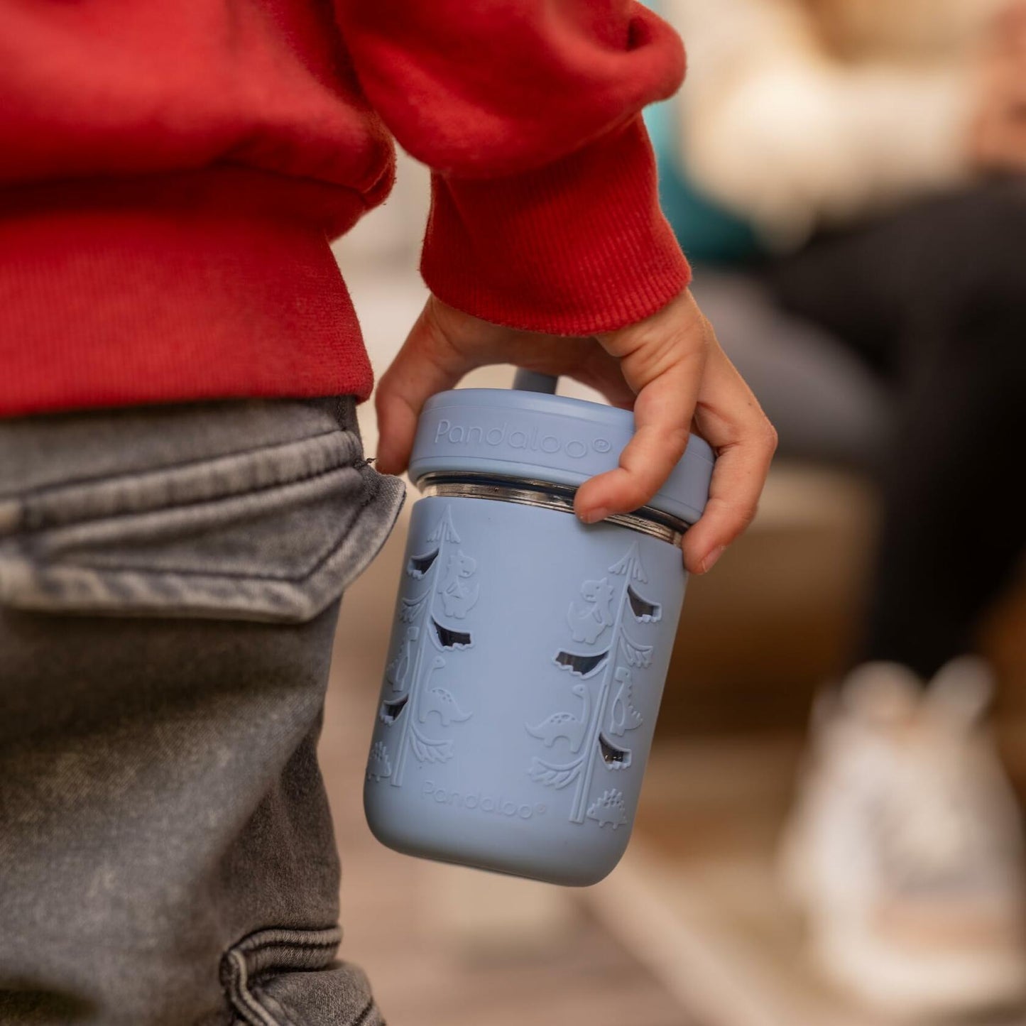 Pandaloo Mason Jar Toddler Cup 8oz Spill-Proof Glass Tumbler 4Pack Blue OPEN BOX