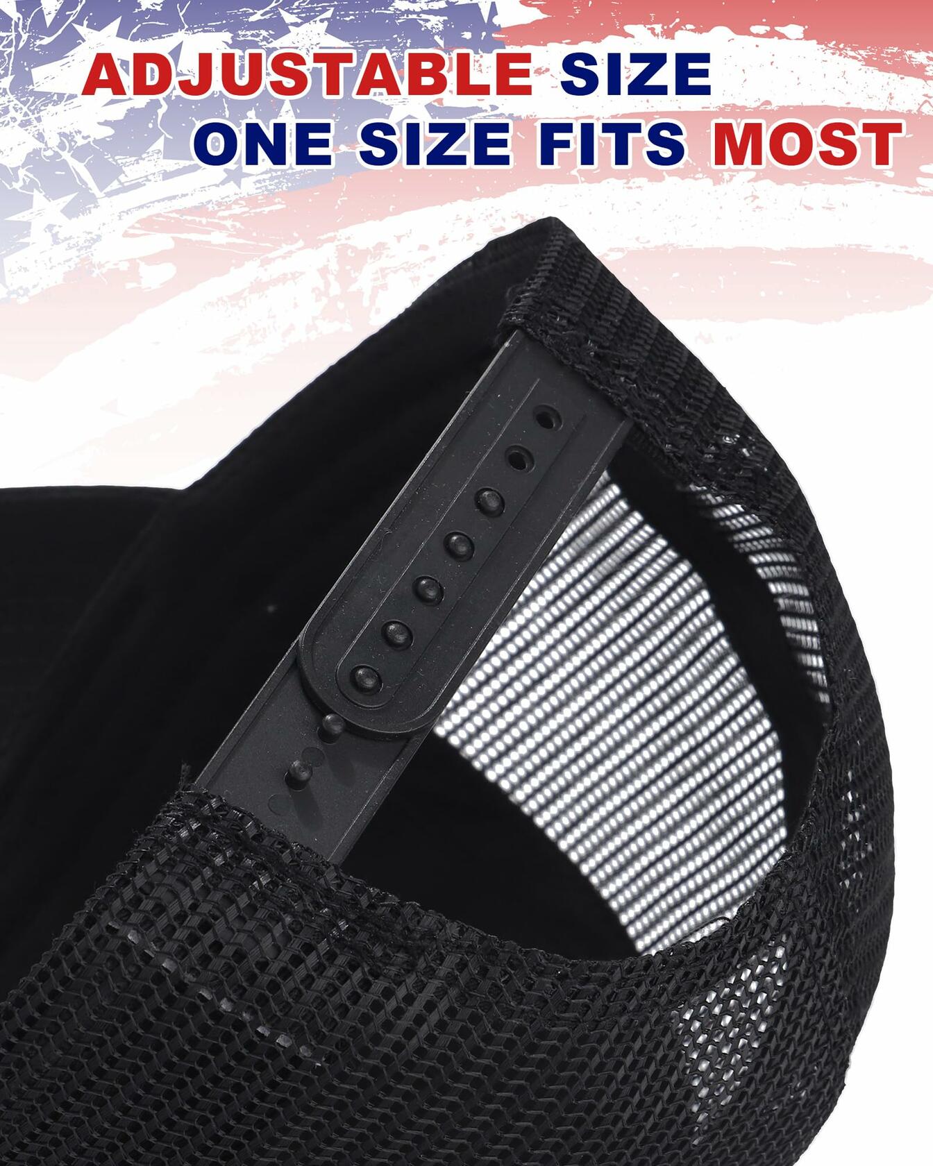 AWAYTR American Flag Trucker Snapback Hat Black One Size