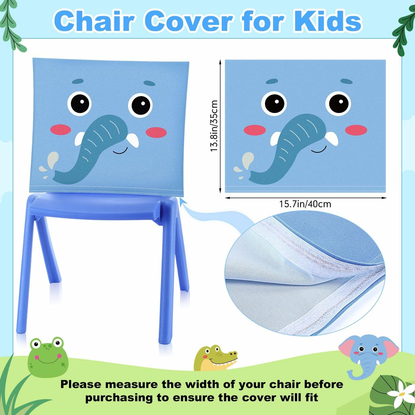 Breling 4 Pcs Animal Chair Covers 15.7x13.8 Inch Elephant Frog Pig Giraffe