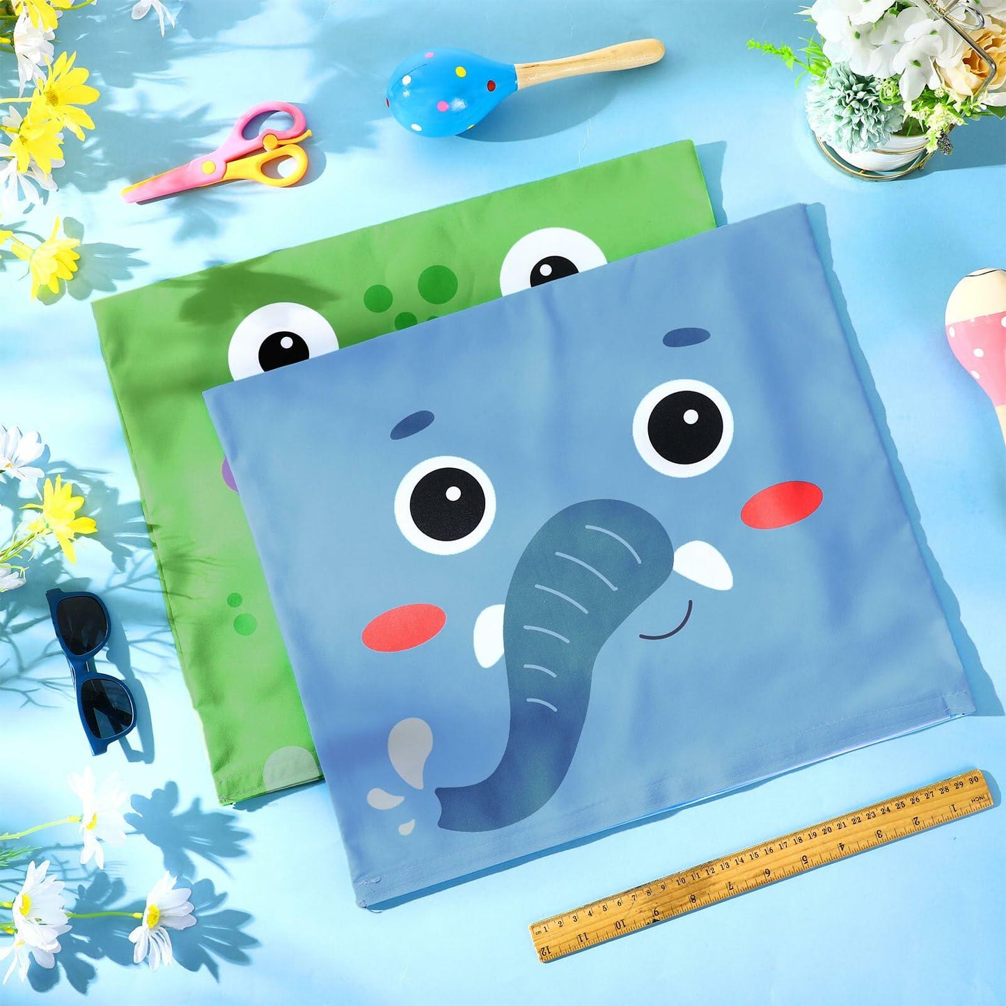 Breling 4 Pcs Animal Chair Covers 15.7x13.8 Inch Elephant Frog Pig Giraffe