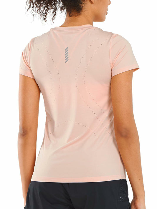 ALLZERO Feel Fit Workout Top Soft Short Sleeve Pink Heather Size L