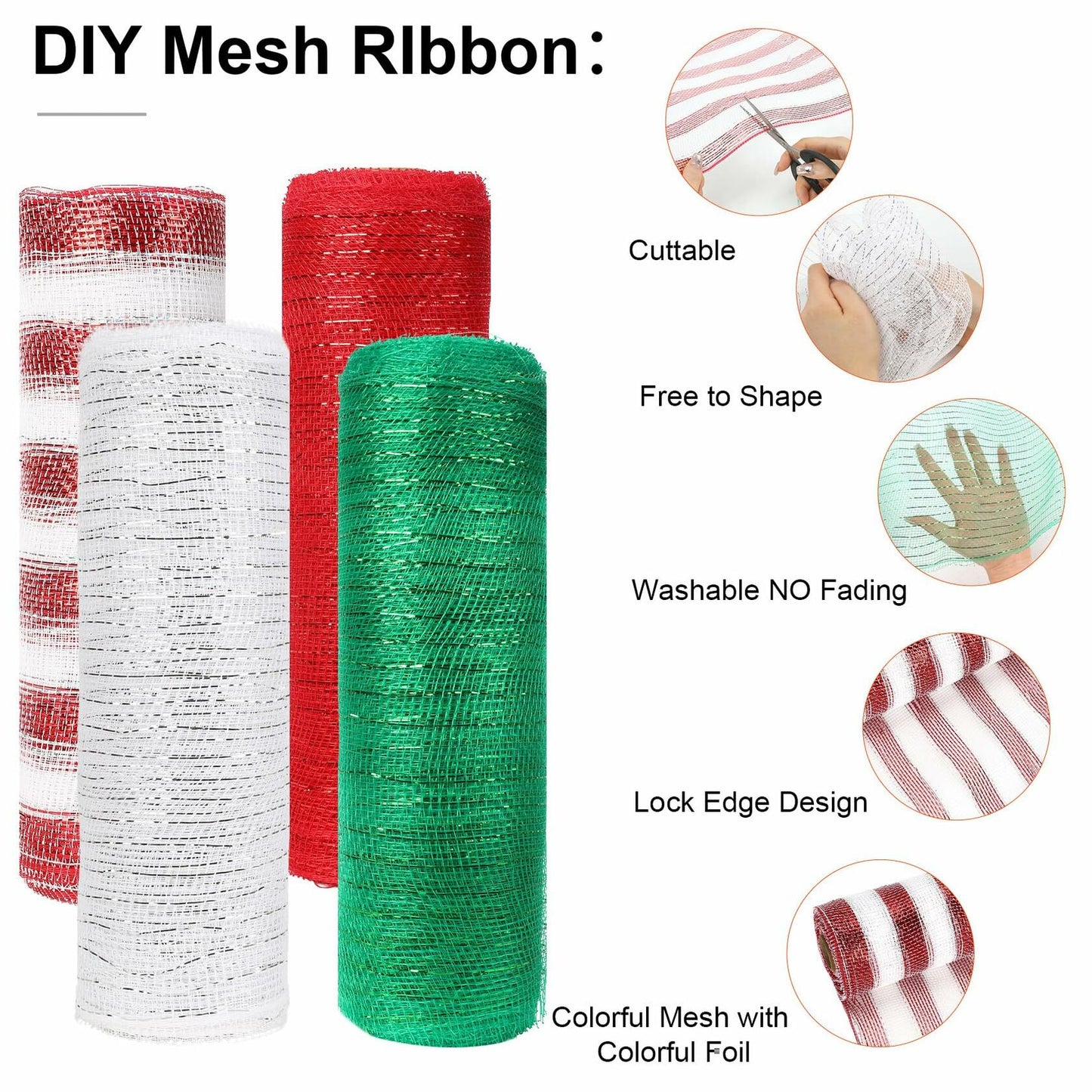Funactu Mesh Ribbon 10in x 30ft Halloween Metallic Orange Foil Roll