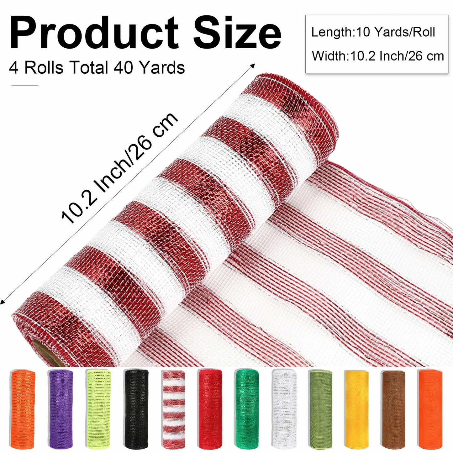 Funactu Mesh Ribbon 10in x 30ft Halloween Metallic Orange Foil Roll