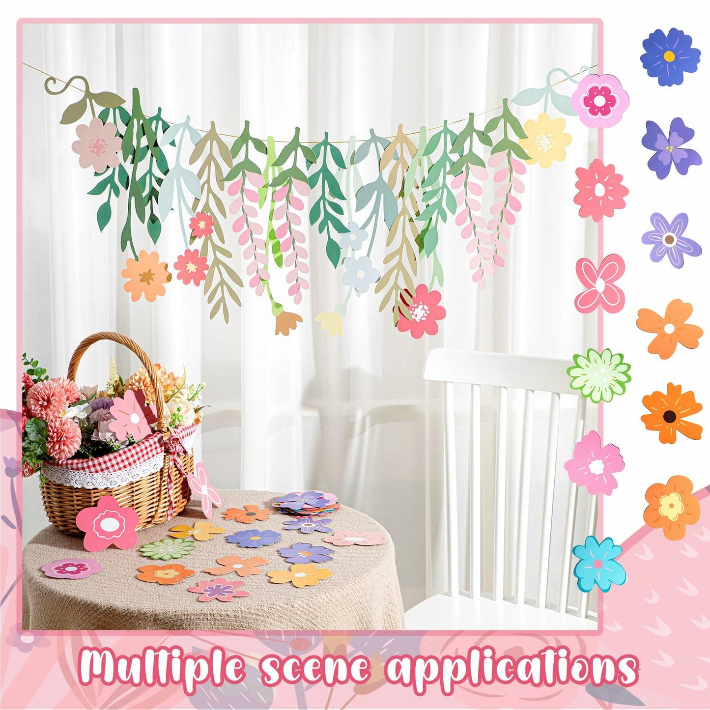 Epakh 8.2ft Colorful Wildflower Daisy Paper Garland Banner Spring Summer
