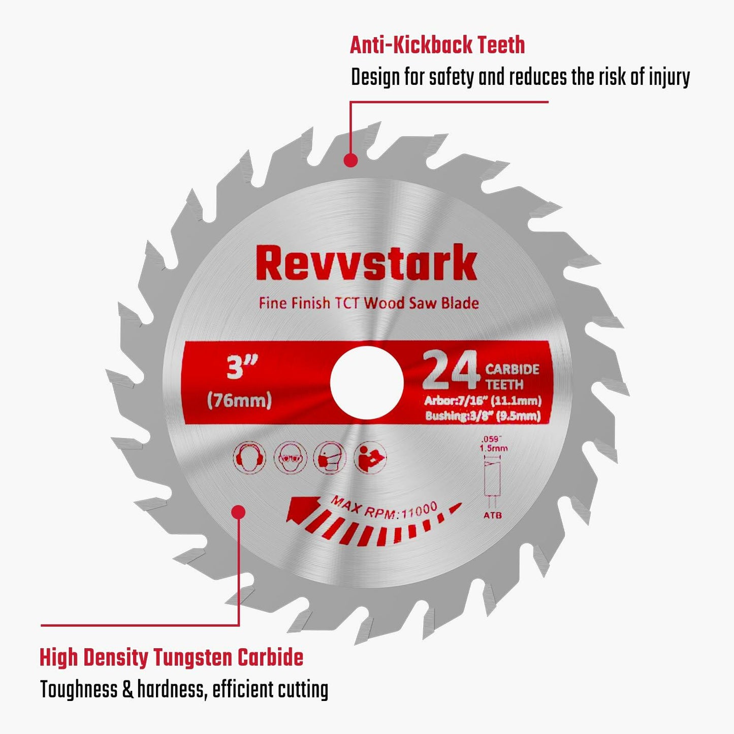 3 Pack TCT Circular Saw Blades 7-1/4in 40T 5/8" Arbor Fit Dewalt Ryobi
