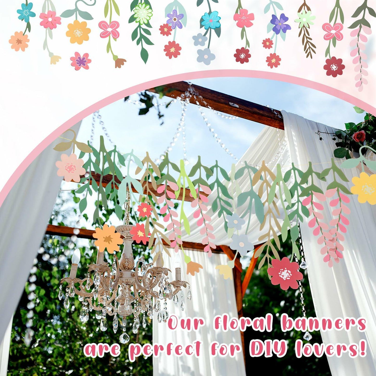 Epakh 8.2ft Colorful Wildflower Daisy Paper Garland Banner Spring Summer