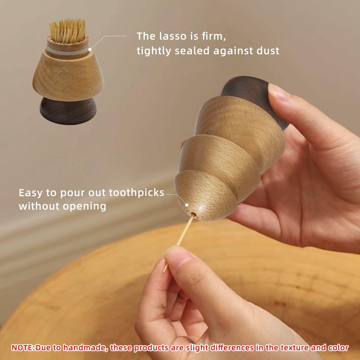 Cute Mushroom Toothpick Holder with 390 Toothpicks Cactus Dispenser Decor