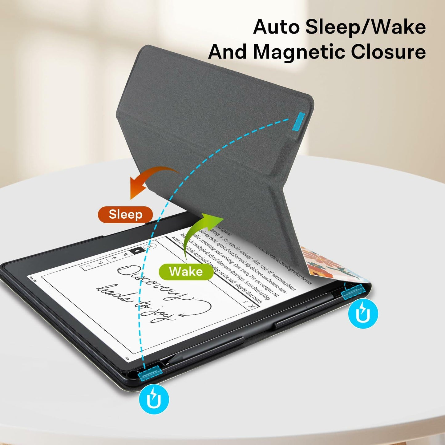 CoBak PU Leather Tablet Case 10.2in 2022/2024 Auto Sleep Wake Pen Holder Orange