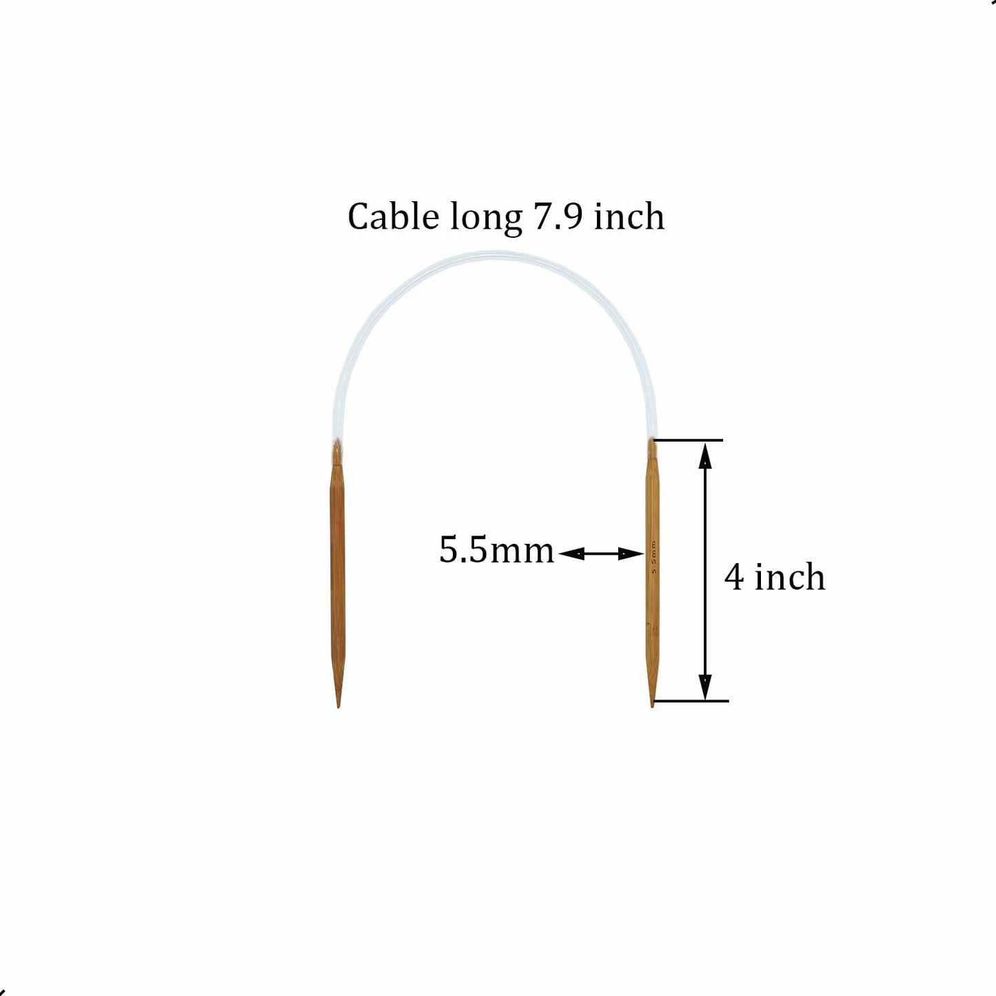 ZUPAYIPA 3Pcs Wooden Circular Knitting Needles 5.5mm US Size 9 16 Inch