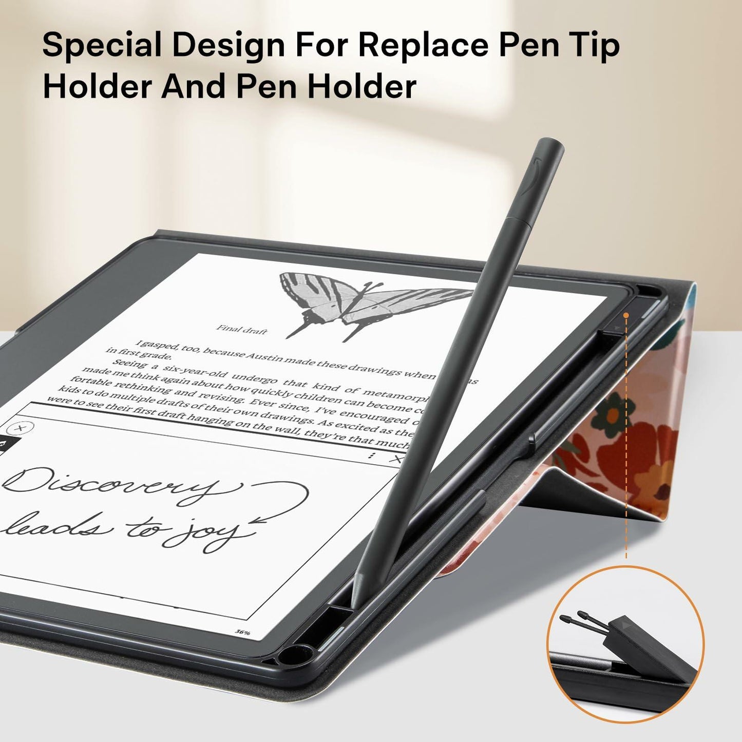 CoBak PU Leather Tablet Case 10.2in 2022/2024 Auto Sleep Wake Pen Holder Orange