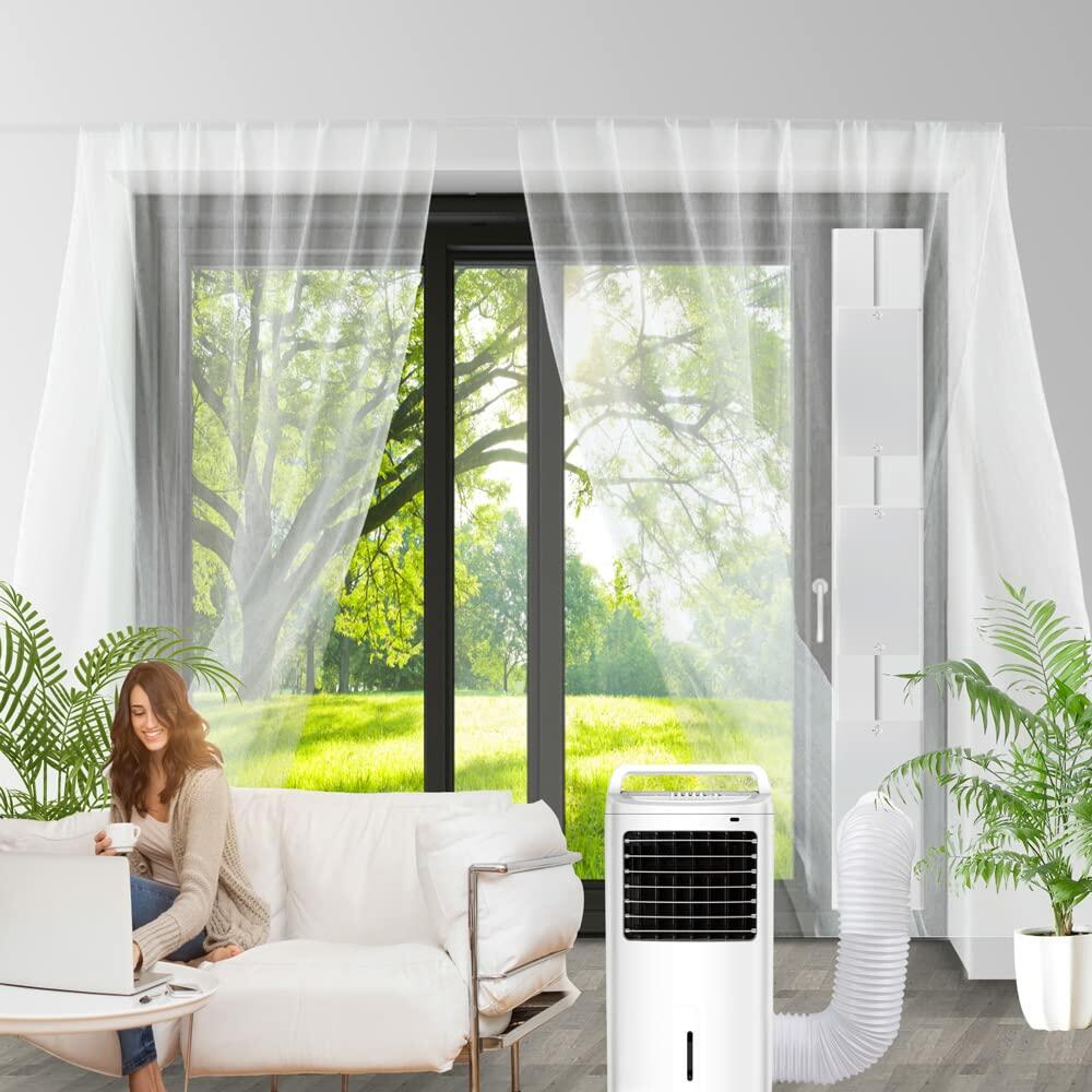 NWESTUN Portable AC Sliding Door Vent Kit 90in Max Length 5.1in Diameter PVC