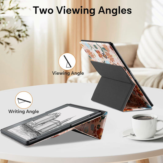 CoBak PU Leather Tablet Case 10.2in 2022/2024 Auto Sleep Wake Pen Holder Orange