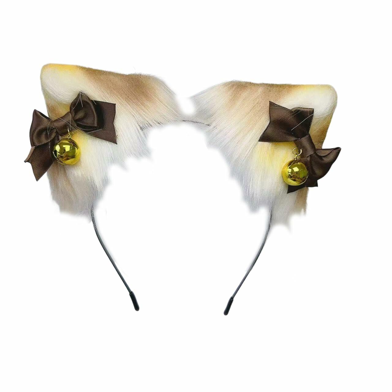 Ekwikzz Cat Ears Headband Clips Cosplay Accessories Punk Gothic Bow Gem