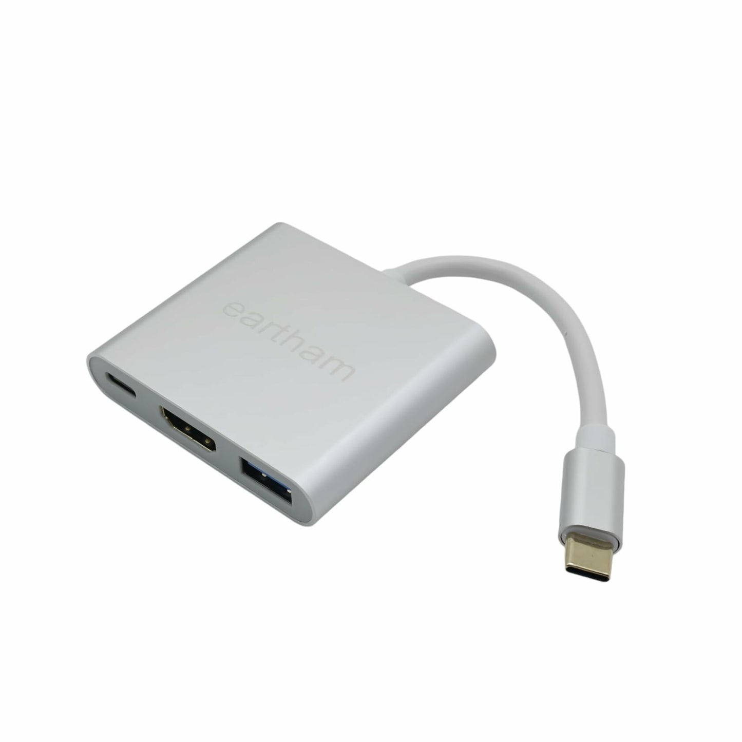 eartham USB C to HDMI Adapter 3-in-1 Hub 4K 30Hz 100W PD USB 3.0 Silver
