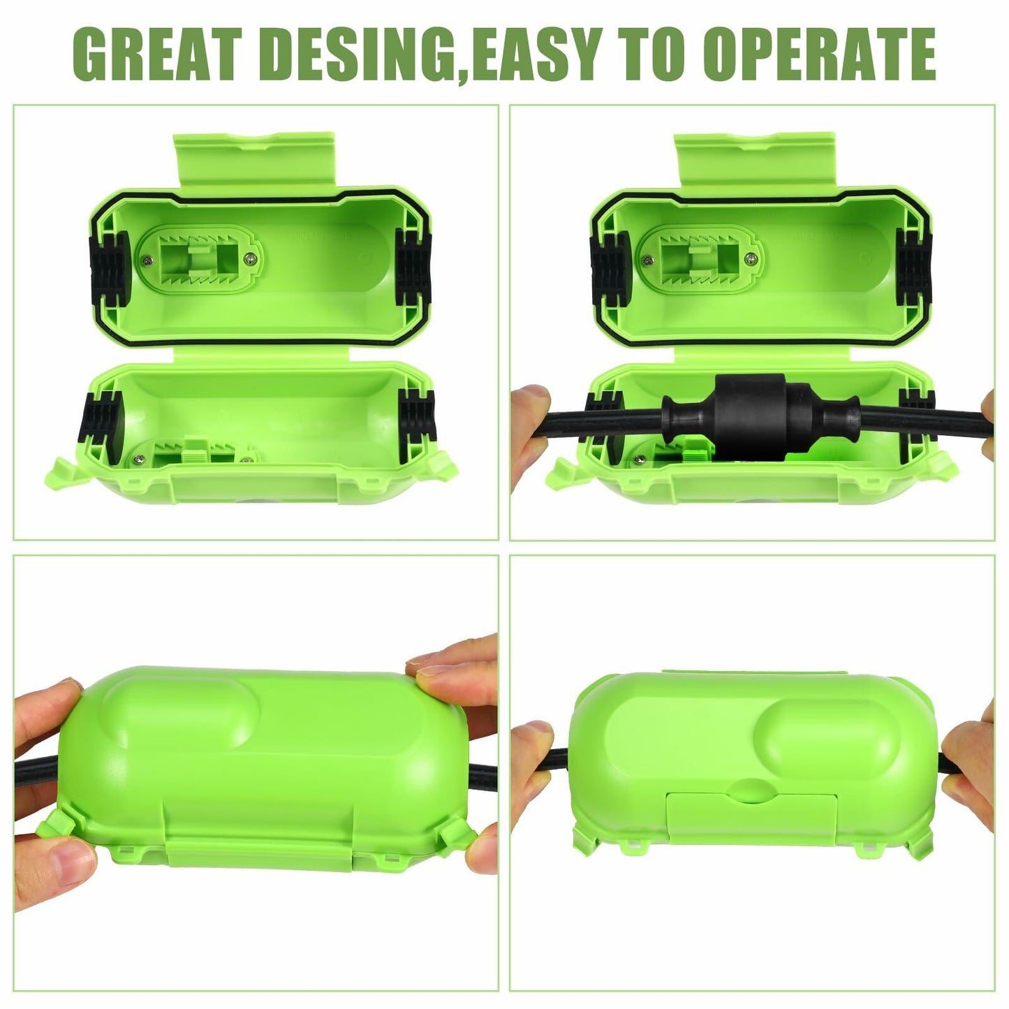Sounir 4-Pack Outdoor Extension Cord Covers Waterproof Box Green