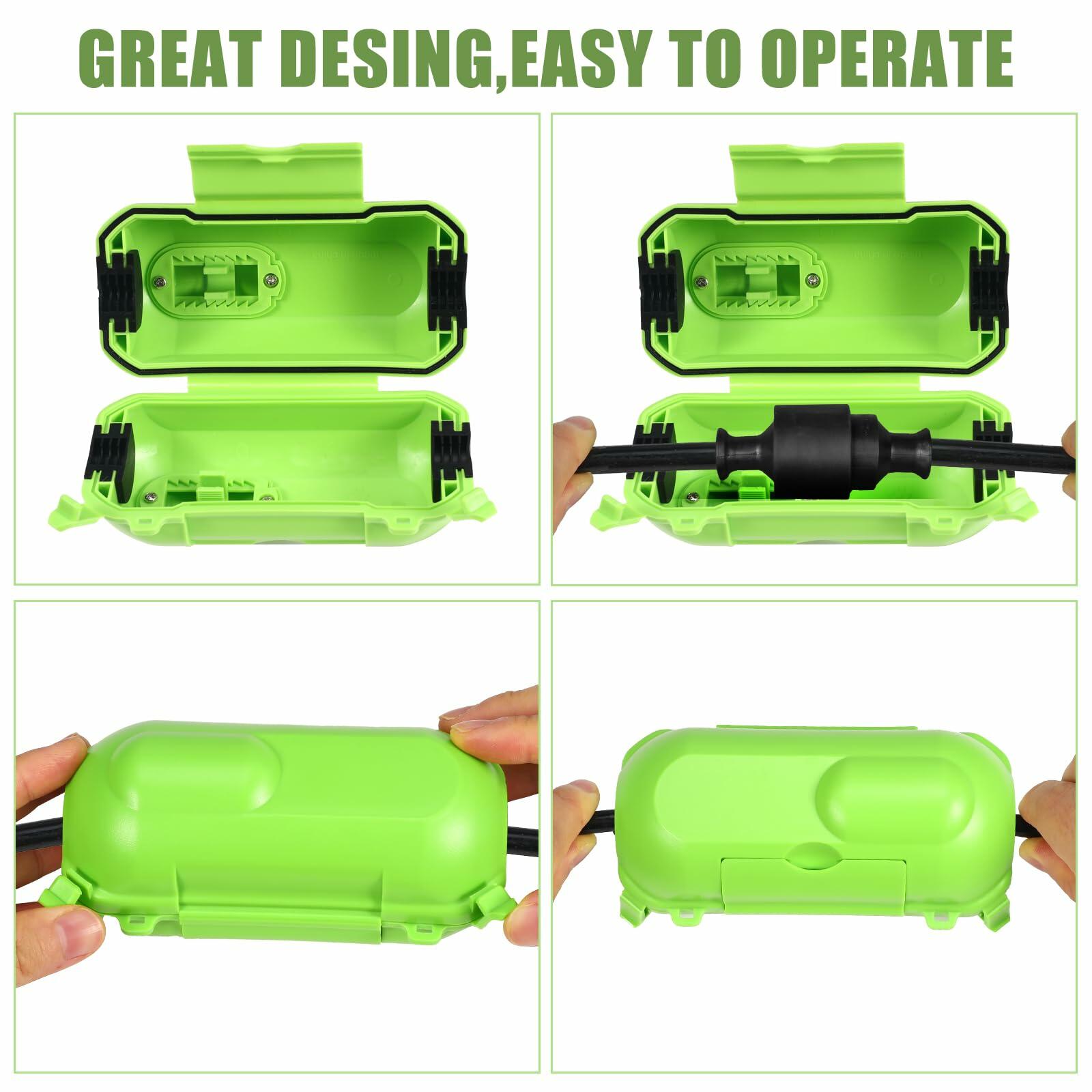 Sounir 4-Pack Outdoor Extension Cord Covers Waterproof Box Green