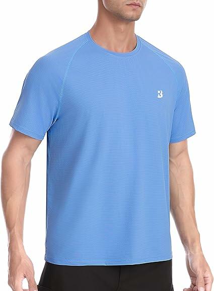 Haimont Men's Quick Dry Athletic Running Shirt UPF 50+ Steel Size L