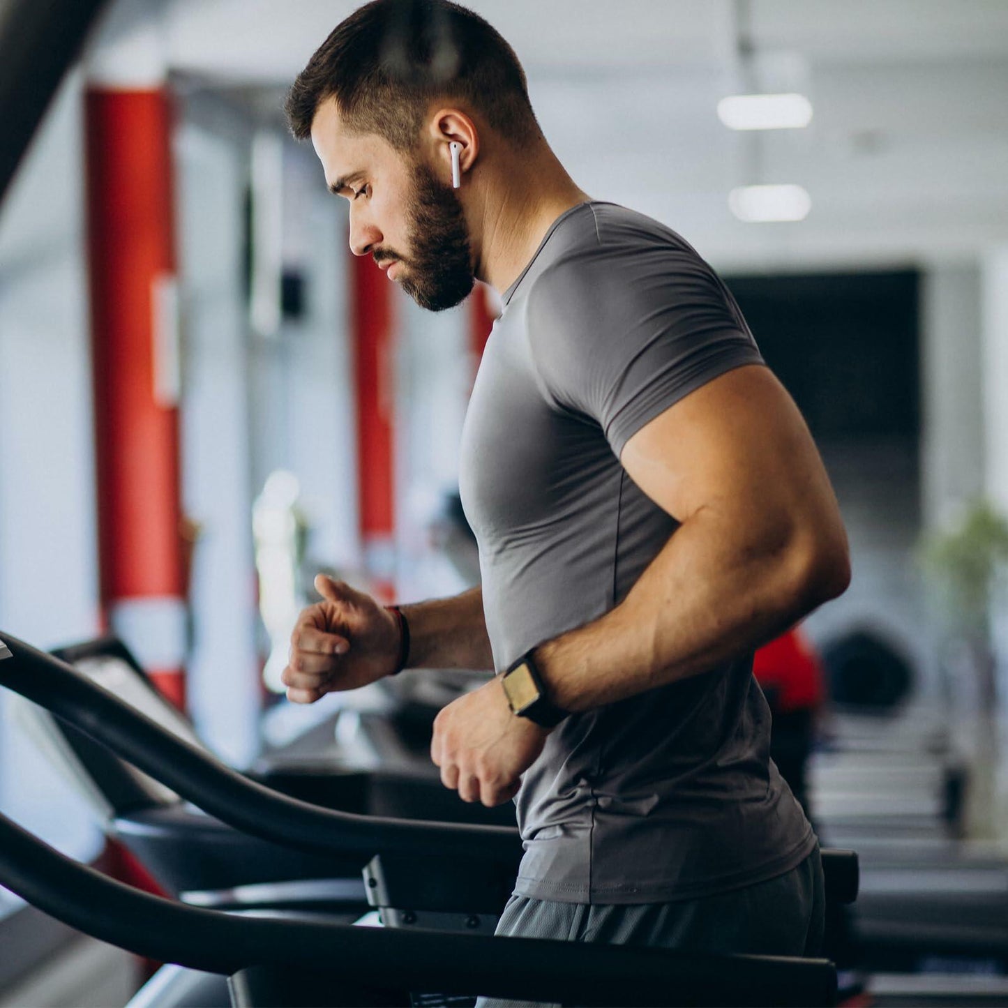 Haimont Men's Quick Dry Athletic Running Shirt UPF 50+ Steel Size L