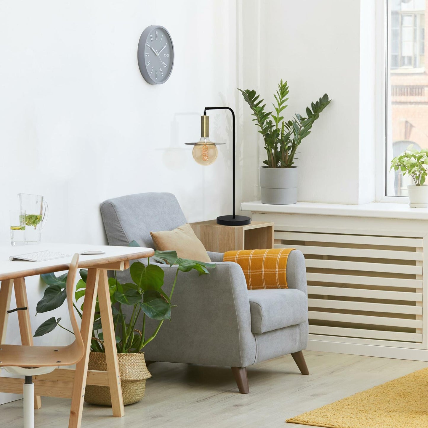 Simple Designs LT1237-BLK 24" Cosmic Glow Orb Table Lamp Black Brass