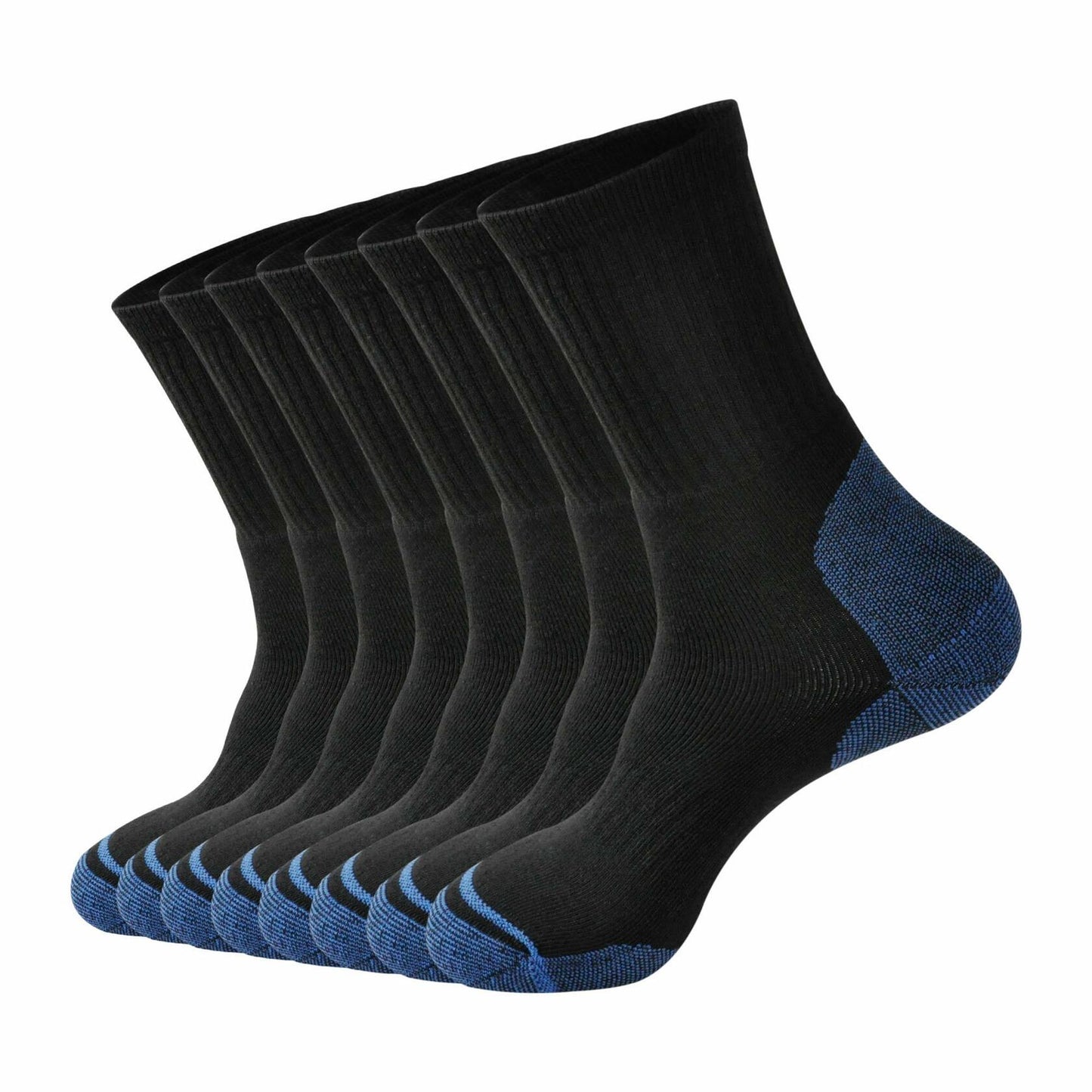 ECOEY Men’s Dry-Tech Work Boot Crew Socks 8 Pairs Black Blue Size 9-11