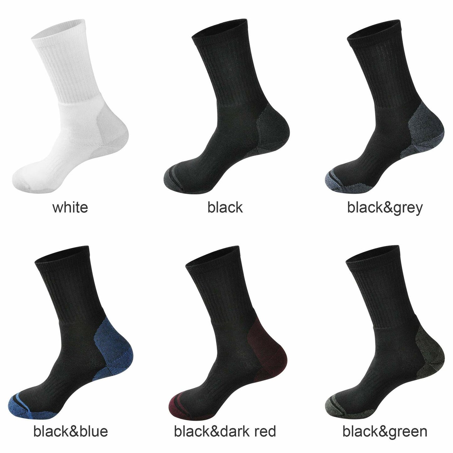 ECOEY Men’s Dry-Tech Work Boot Crew Socks 8 Pairs Black Blue Size 9-11
