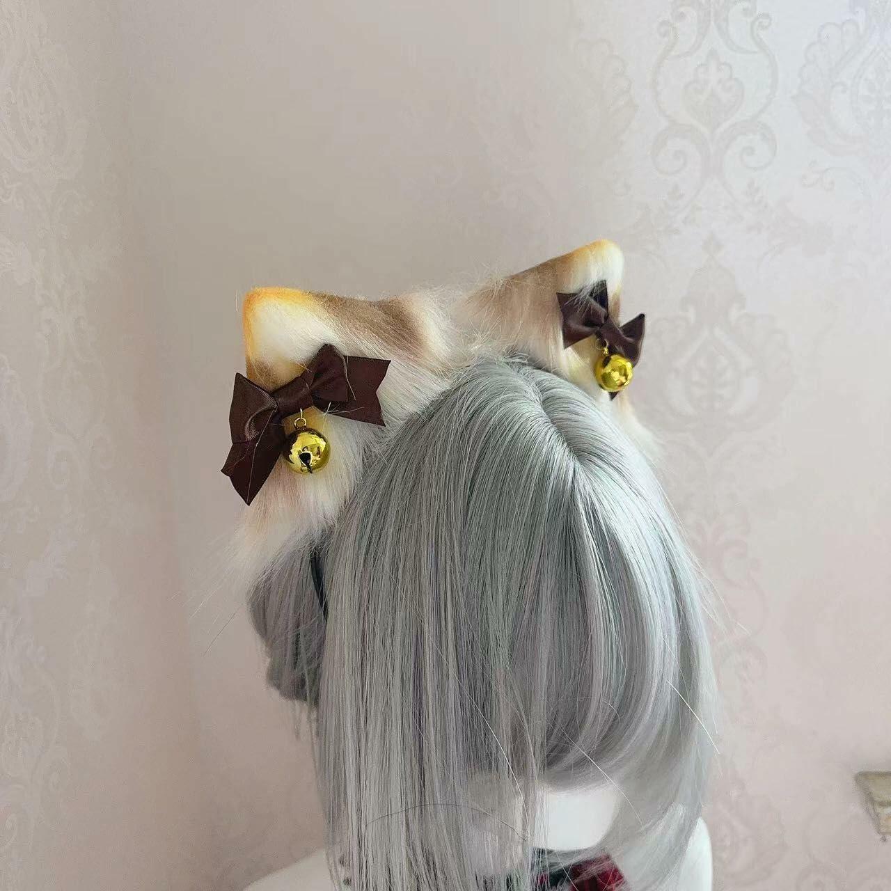 Ekwikzz Cat Ears Headband Clips Cosplay Accessories Punk Gothic Bow Gem