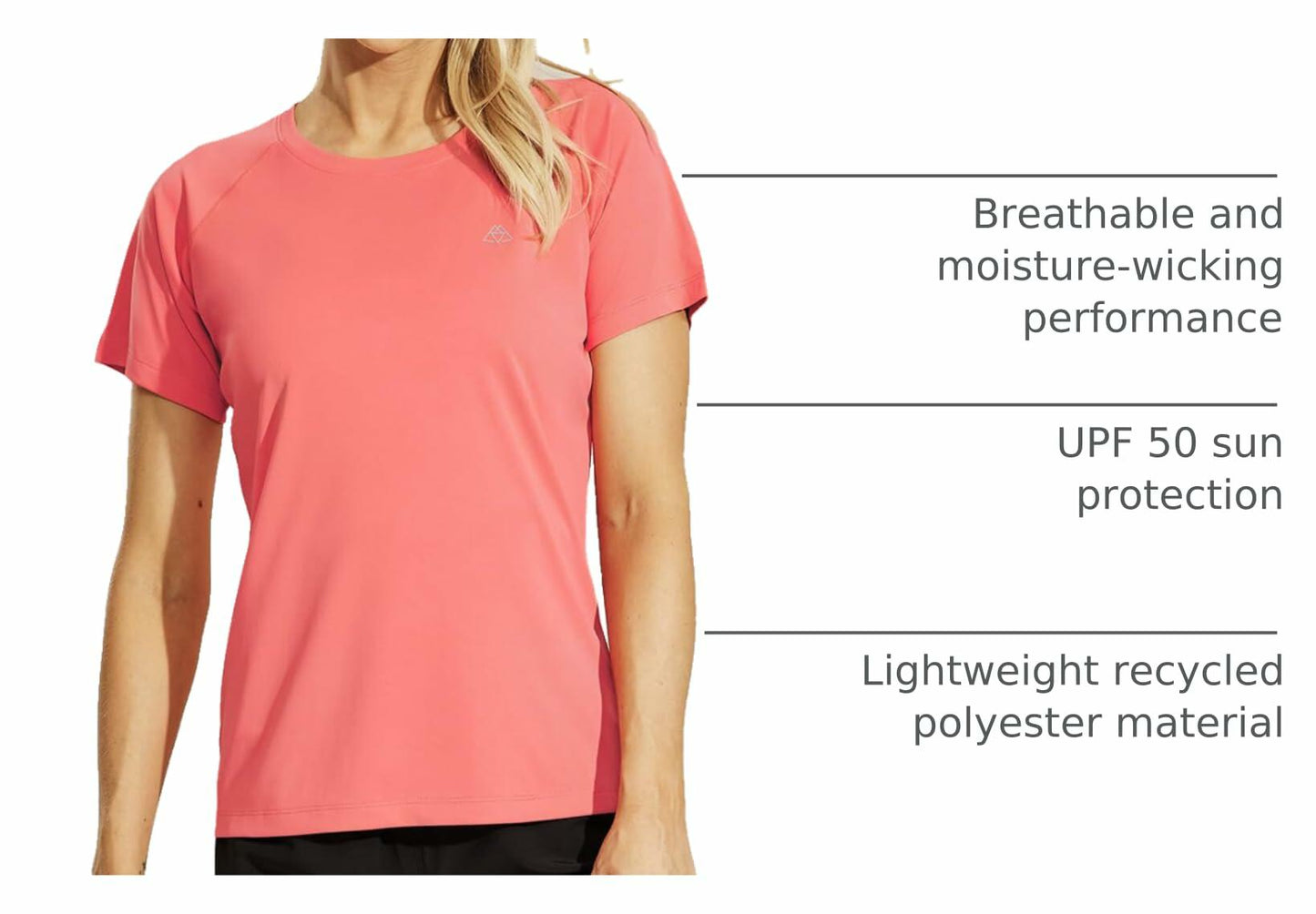 Haimont Women's UPF 50 Quick Dry Athletic Running Shirt Light Blue Size M