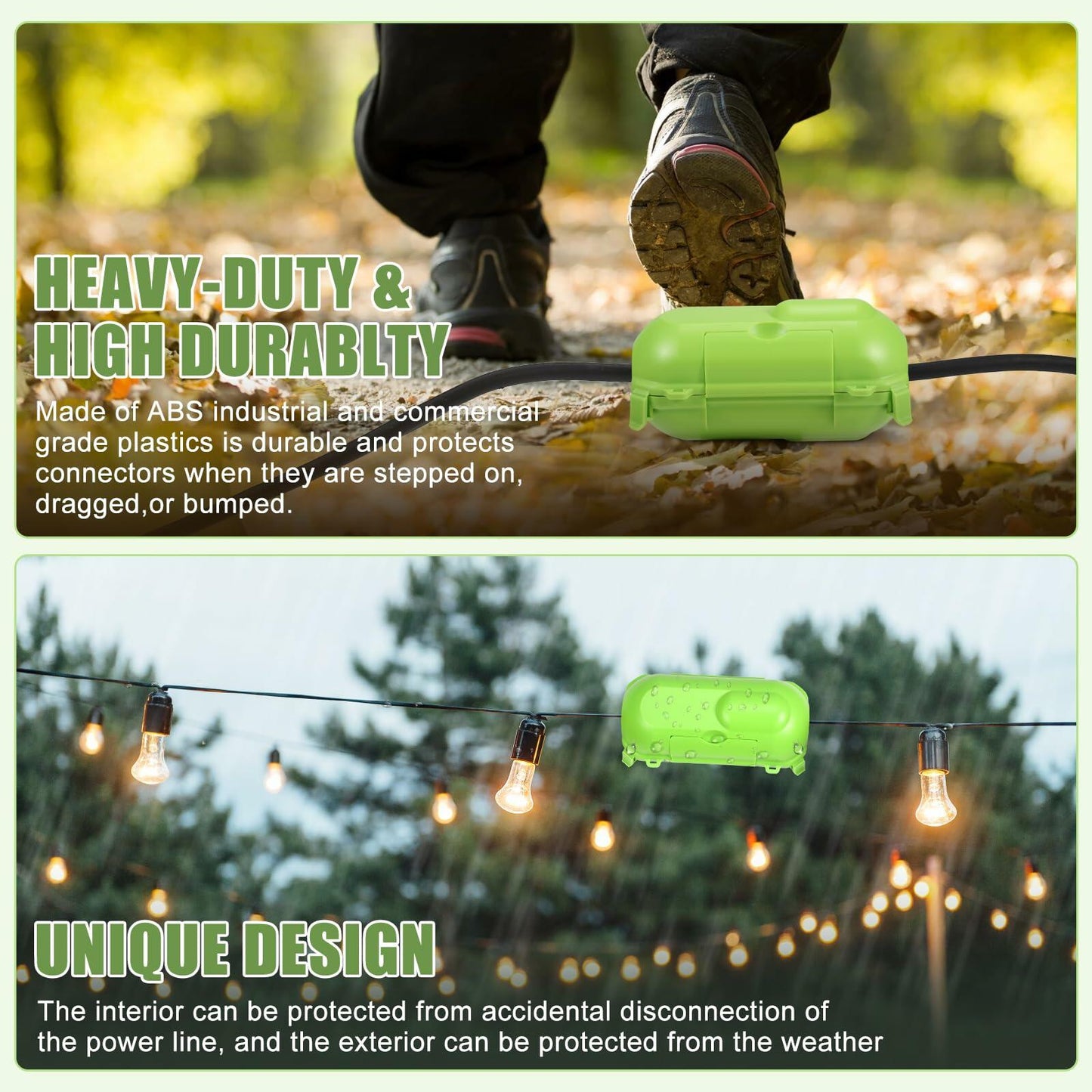 Sounir 4-Pack Outdoor Extension Cord Covers Waterproof Box Green
