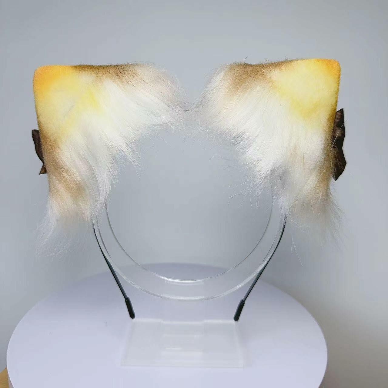 Ekwikzz Cat Ears Headband Clips Cosplay Accessories Punk Gothic Bow Gem