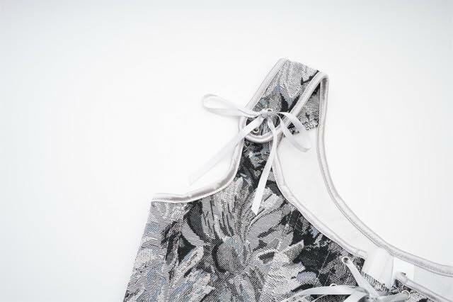 Moonight Floral Lace Up Overbust Corset Vest Renaissance Grey Size S