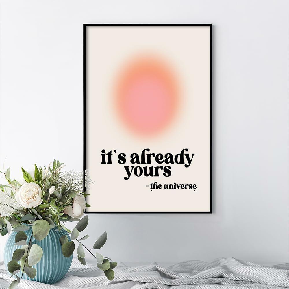 Usoway Motivational Wall Art Pink Aura Canvas 12x16in Unframed