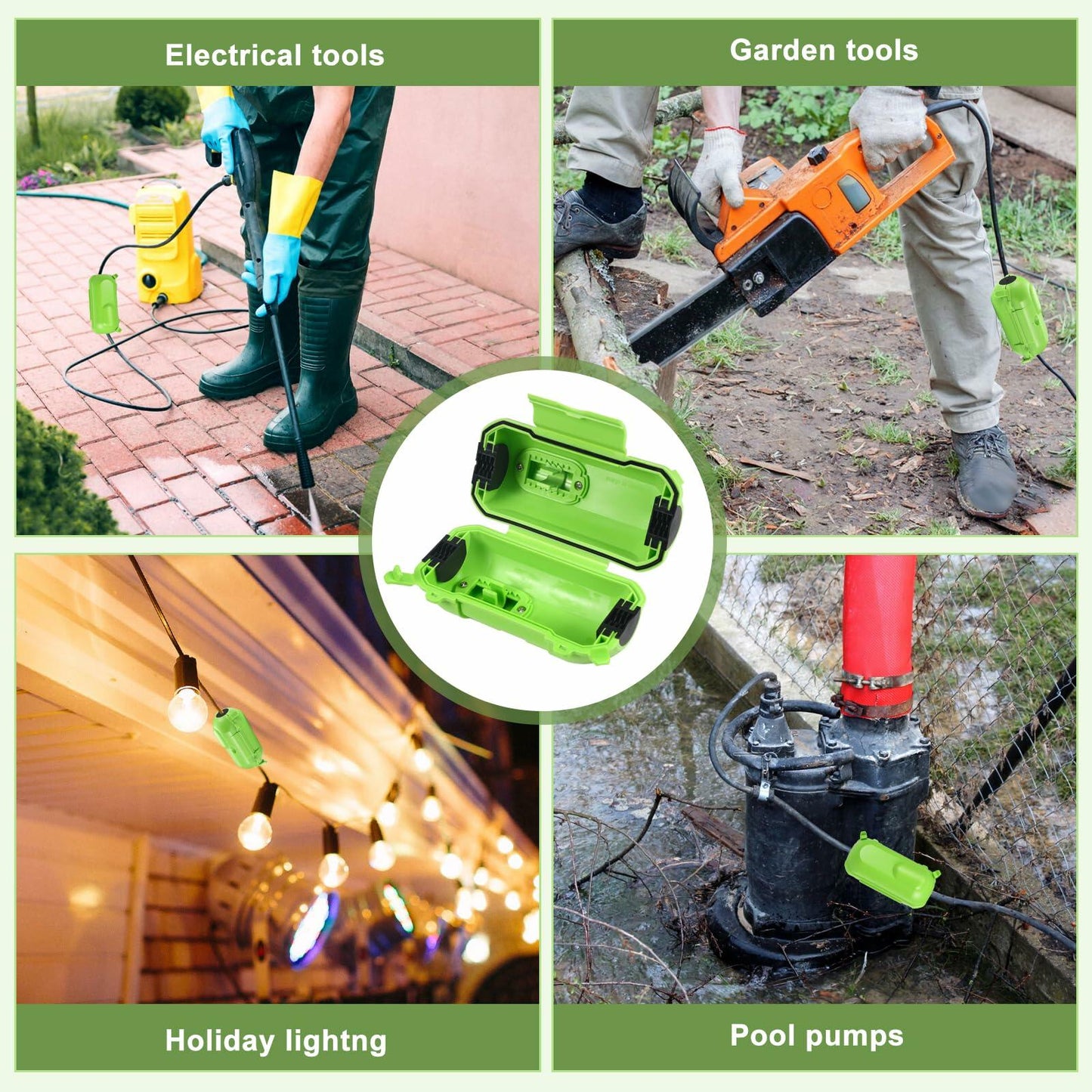 Sounir 4-Pack Outdoor Extension Cord Covers Waterproof Box Green