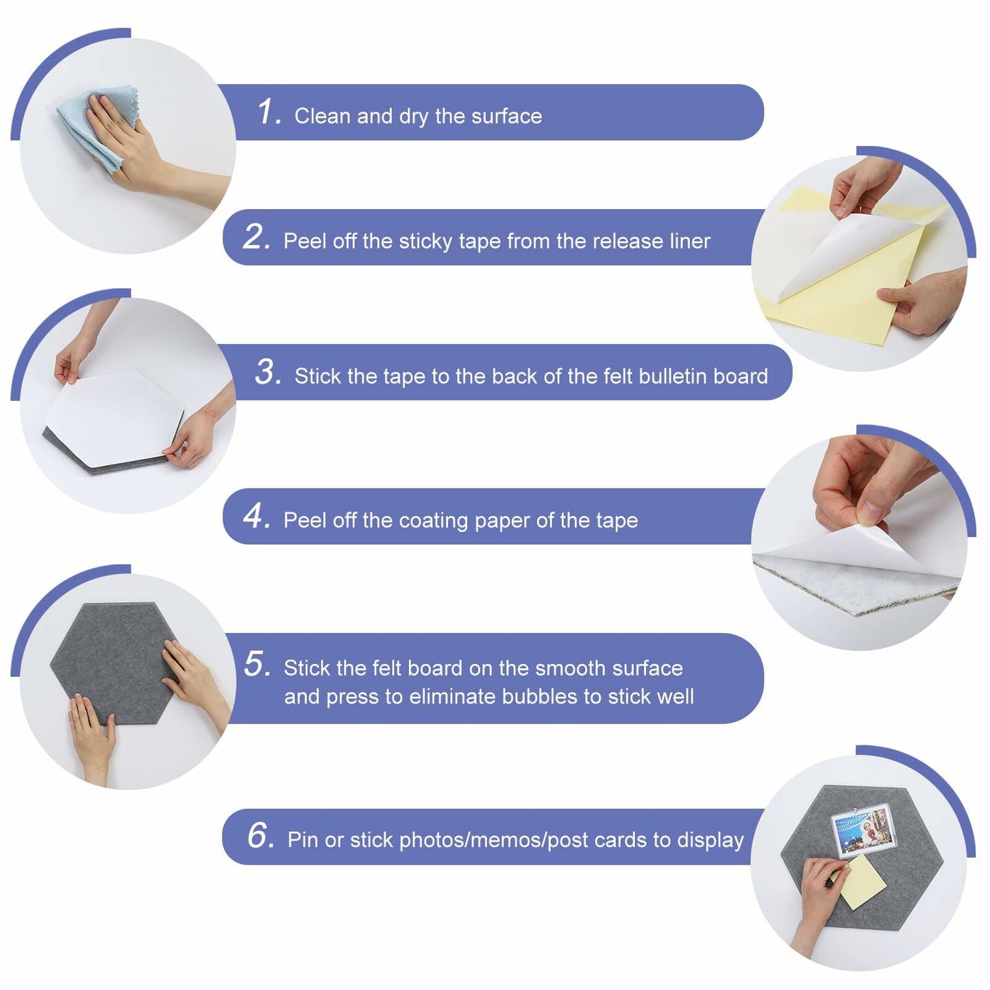 PATIKIL Felt Bulletin Board 12x10in 6 Pack Hexagon Tiles Light Camel