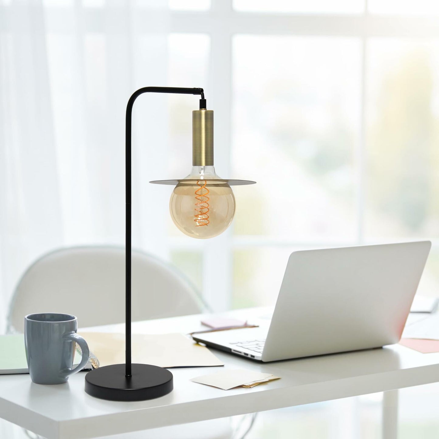 Simple Designs LT1237-BLK 24" Cosmic Glow Orb Table Lamp Black Brass