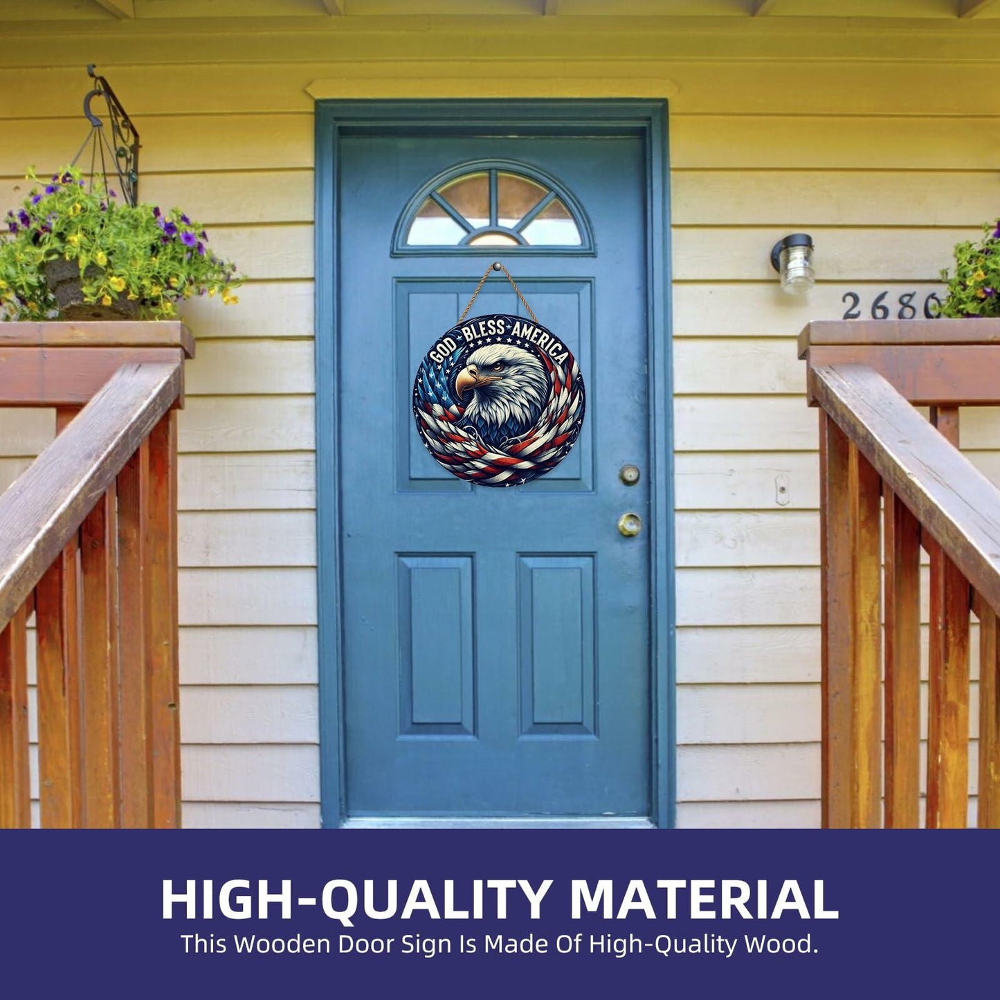 Hoomdycm Patriotic Memorial Day Door Sign Wooden Hanging Decor 12x12