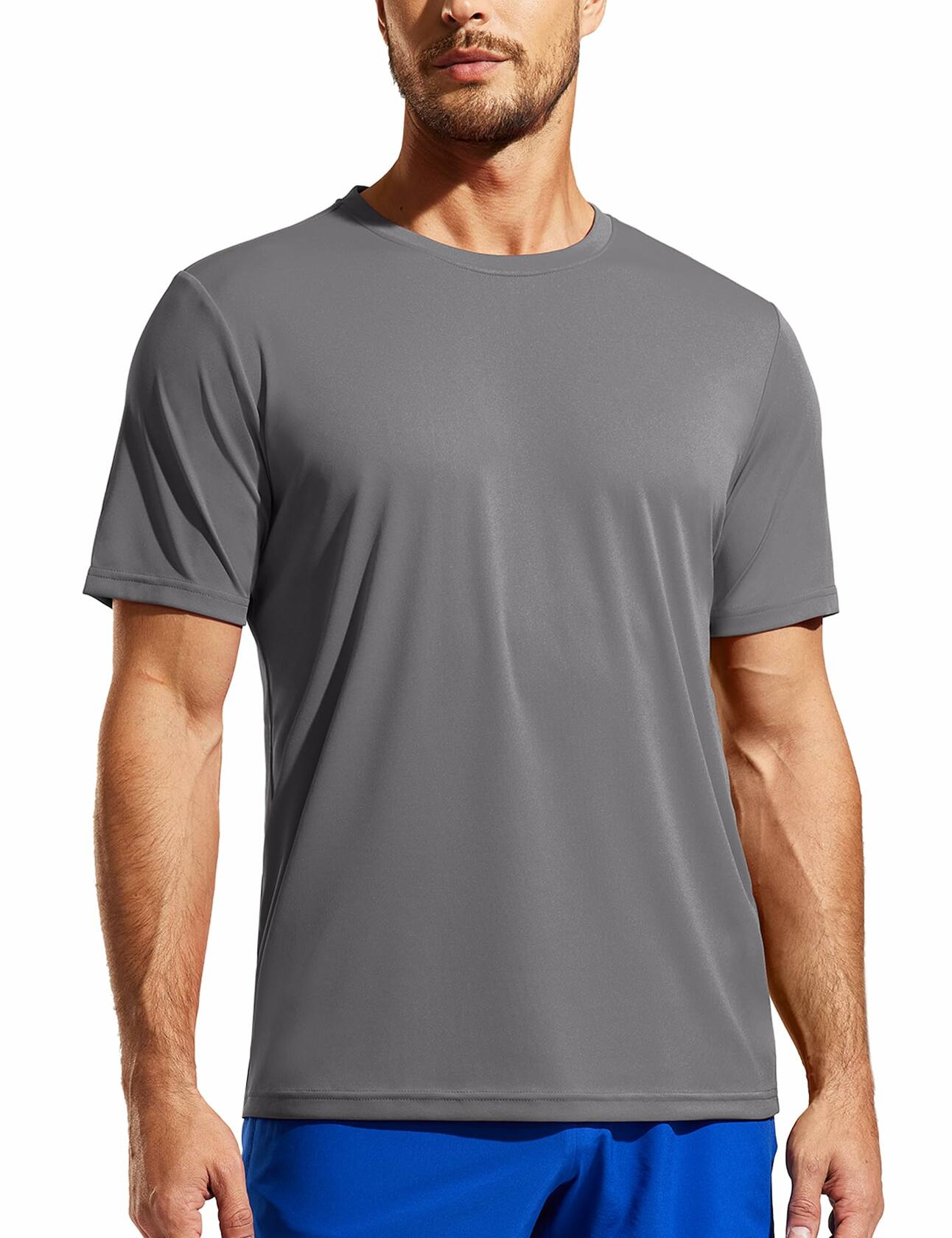 Haimont Men's Quick Dry Athletic Running Shirt UPF 50+ Steel Size L