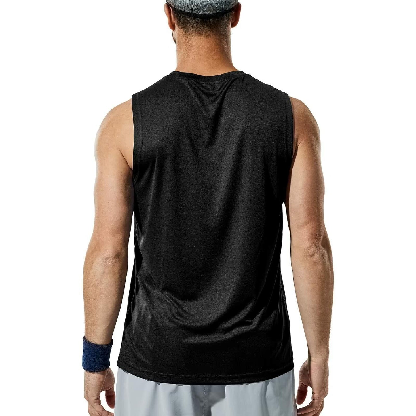 Haimont Mens Sleeveless Workout Gym Tank Shirt UV Muscle Black Size M