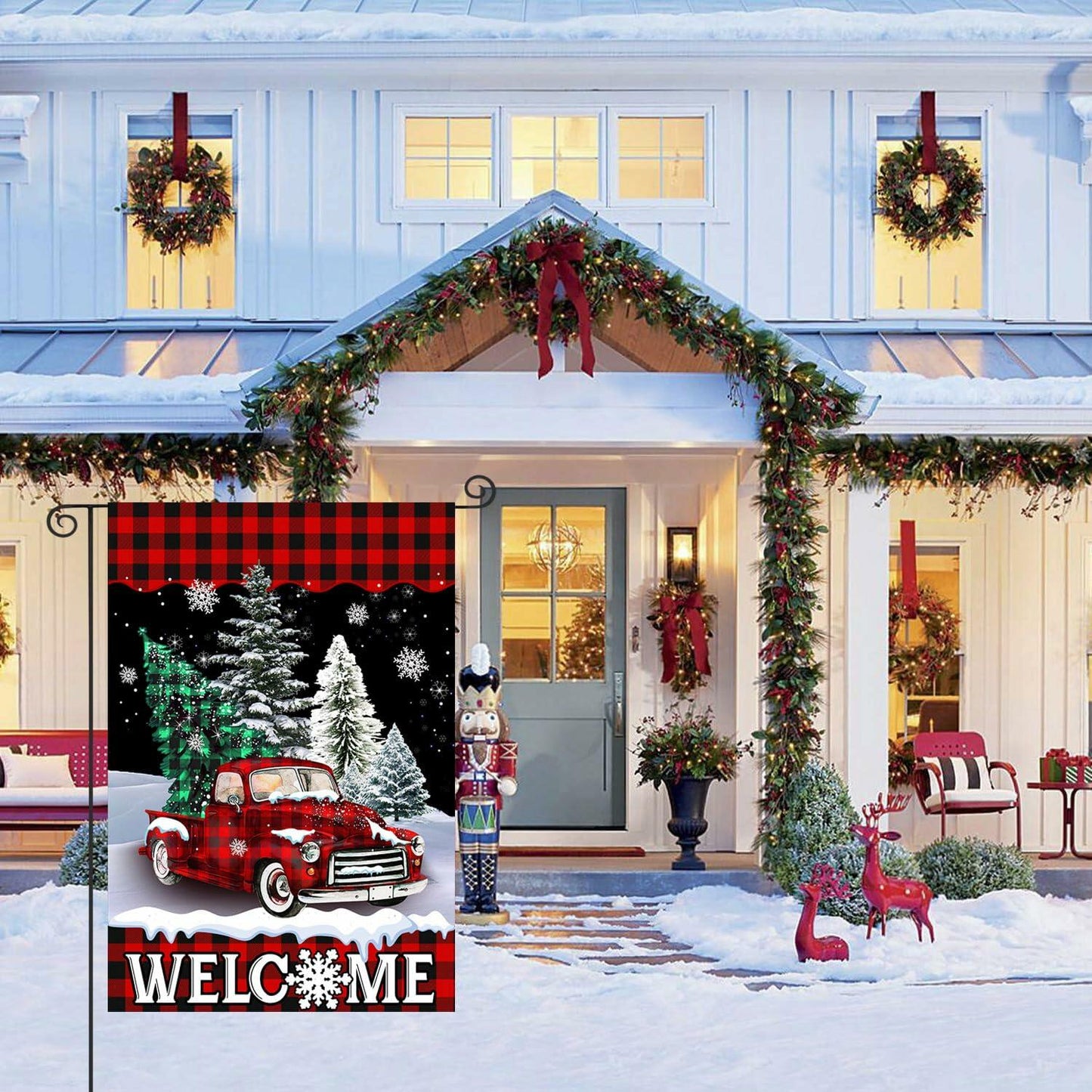 4SEASONS POD Holiday Garden Flags Set of 3 12x18 Double Sided Halloween Xmas