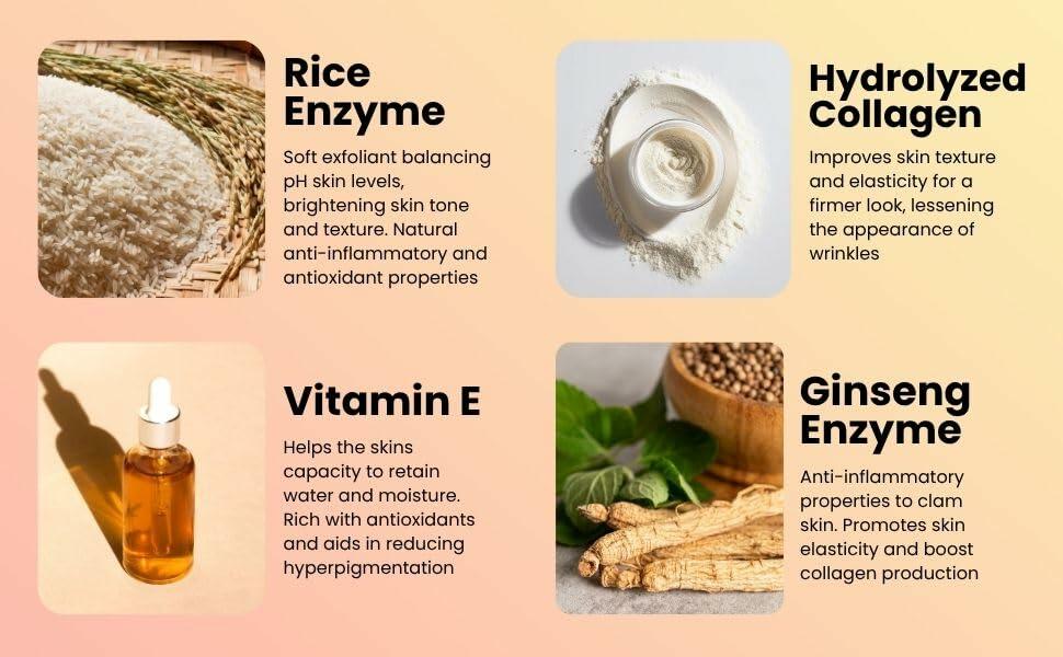 Lumevia Skincare Rice & Ginseng Enzyme Powder Facial Cleanser Vitamin E 50g