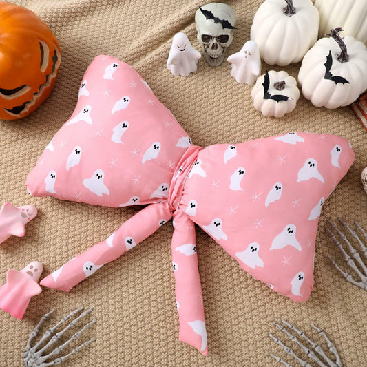 Weysat Pink Halloween Ghost Bow Pillow 13x24 Inch Large Cotton Cushion