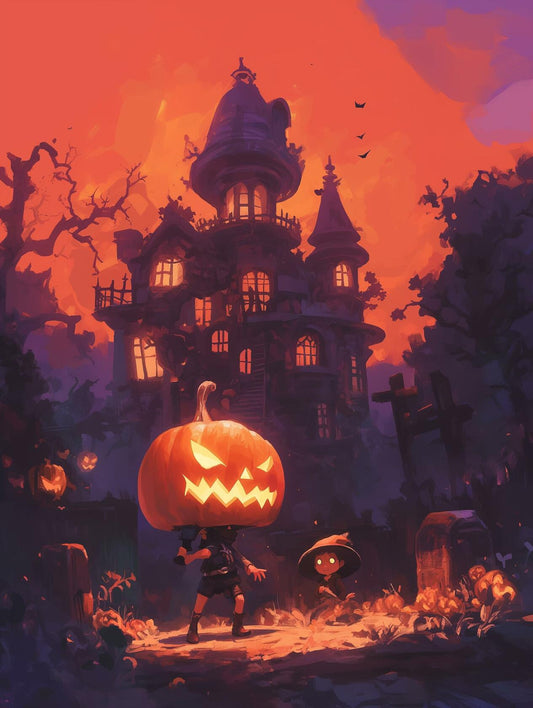 Bilowk Halloween Diamond Painting Kit Jack and Sally 12x16 inch Retro