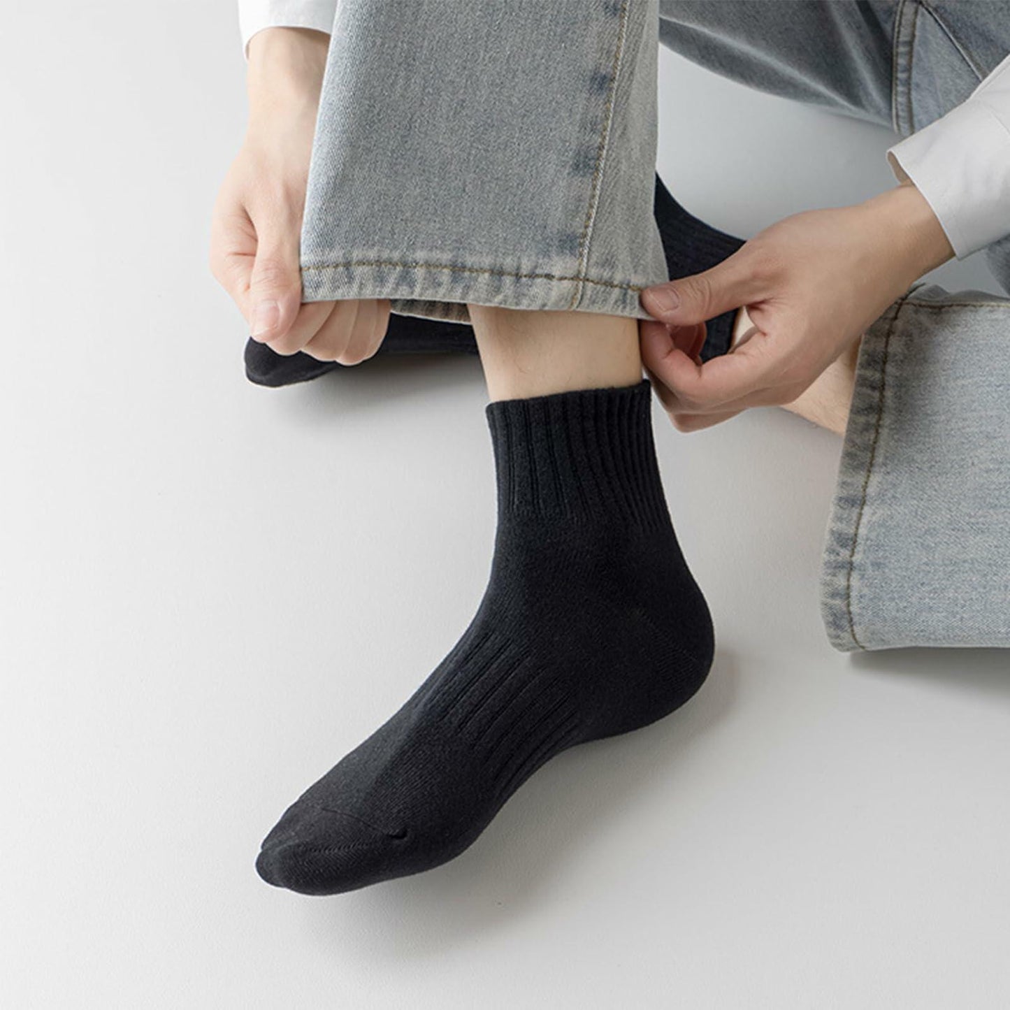 Looknniy Men’s Cushion Ankle Socks Cotton 20 Pairs Mixed Colors One Size