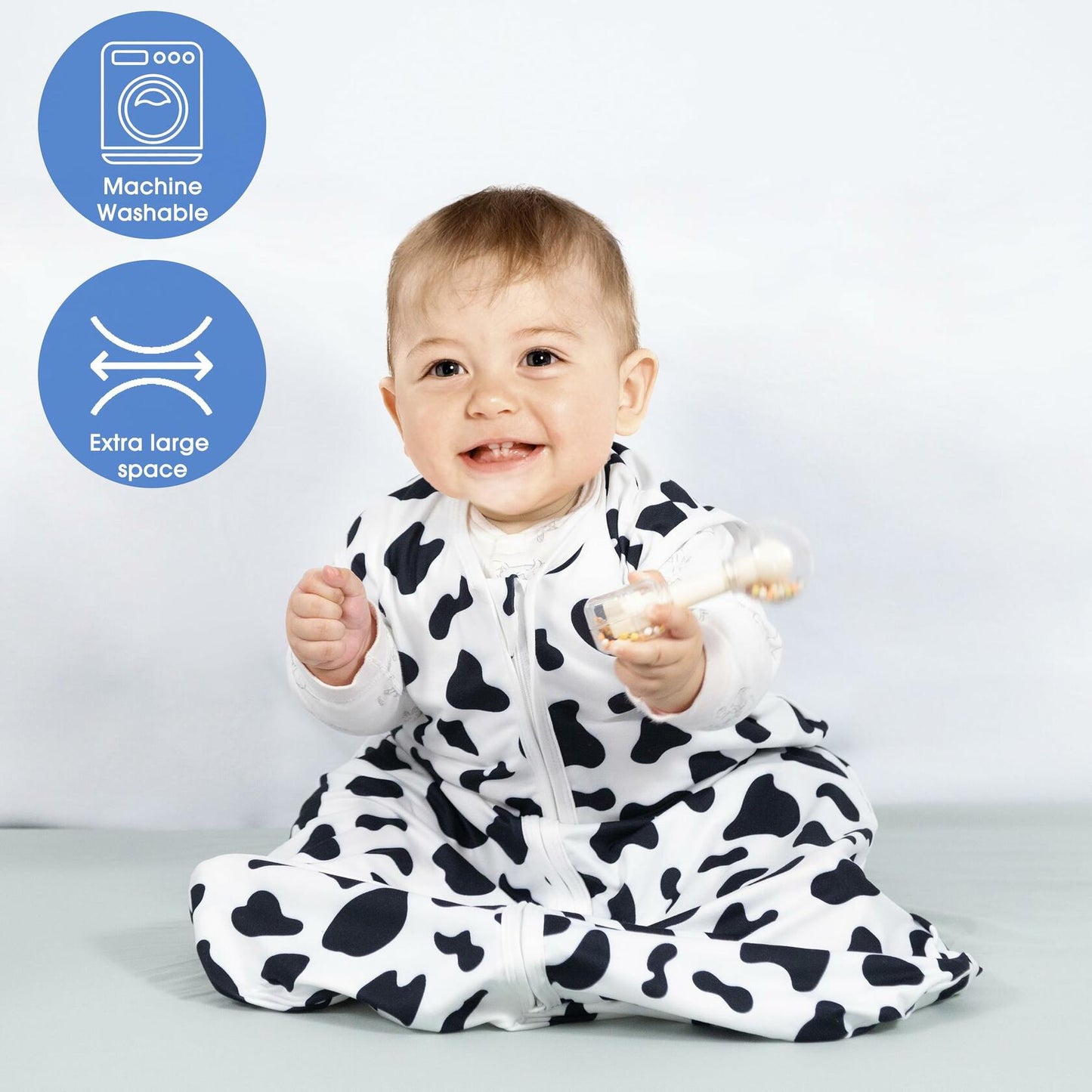 GUNTAIL Baby Sleep Sack 2-Way Zipper Rayon Cotton Cow Print Size X-Large