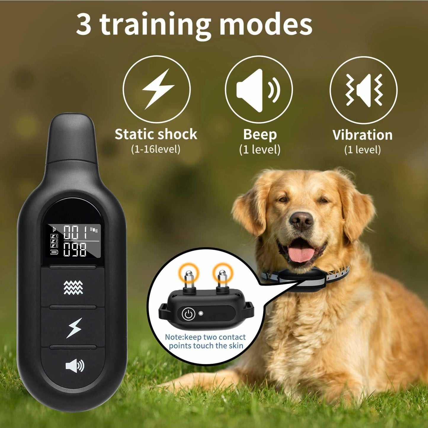 Generic Dog Shock Collar 3280FT Remote IPX8 Waterproof Beep Vibration Shock