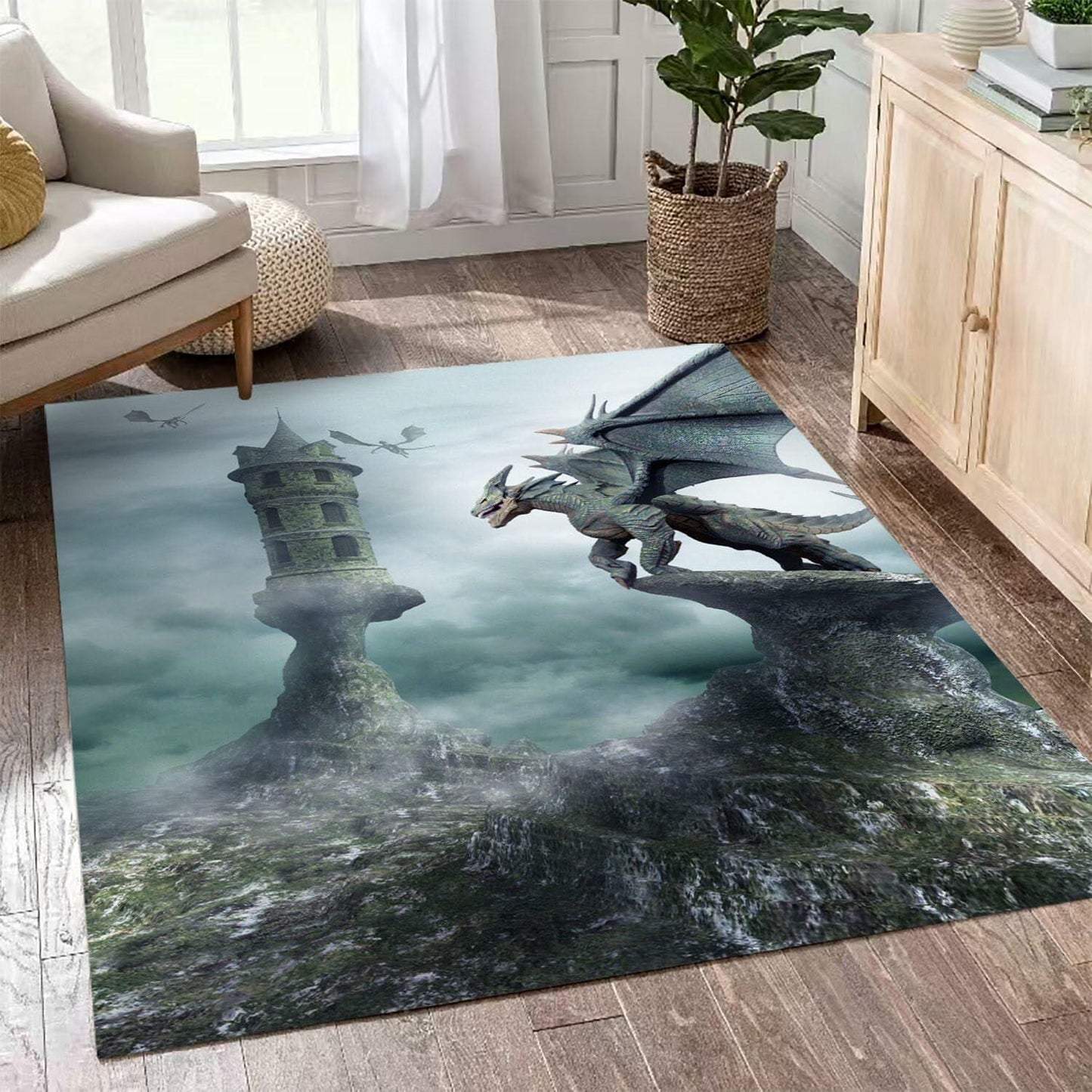 Large Area Rug Carpet Washable 5'x6' Indoor Polar Bear Home Decor