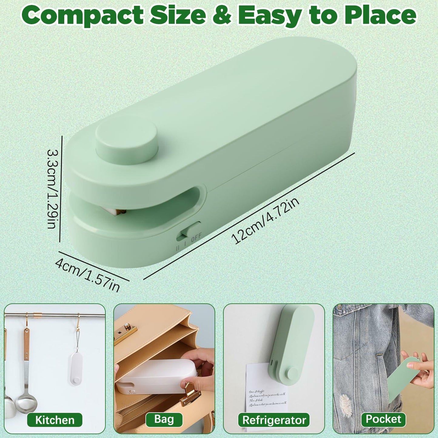 Daioai 2 in 1 USB Rechargeable Bag Cutter Sealer Portable Mini White