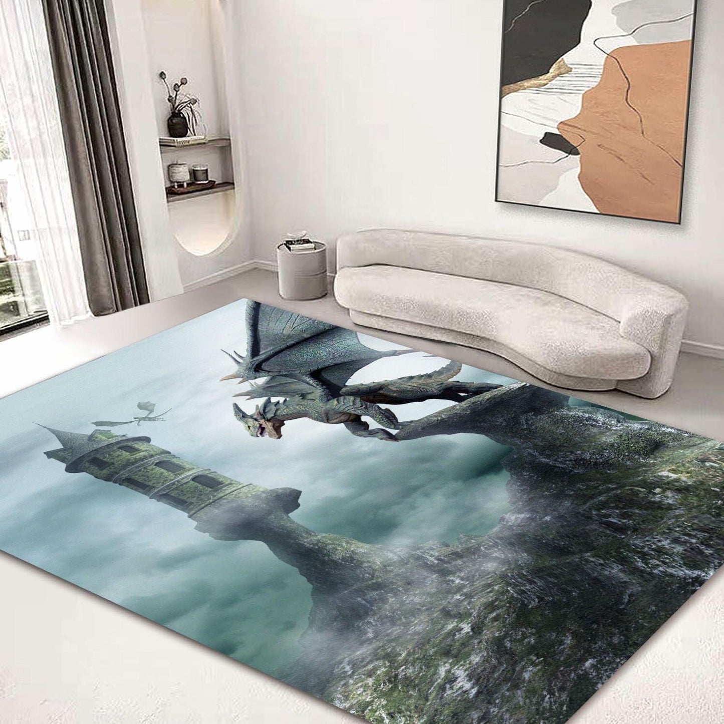 Large Area Rug Carpet Washable 5'x6' Indoor Polar Bear Home Decor