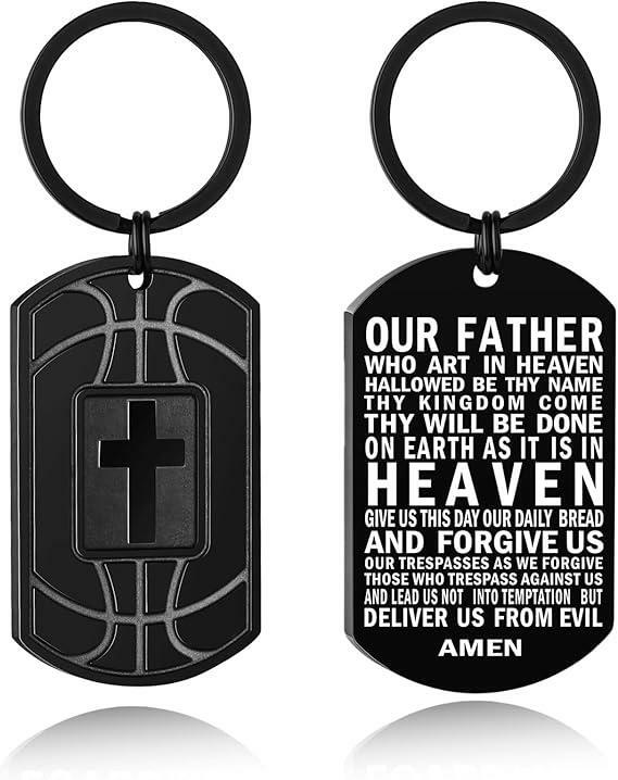 Miss Chipmunk Football Bible Verse Keychain Men Black Medium